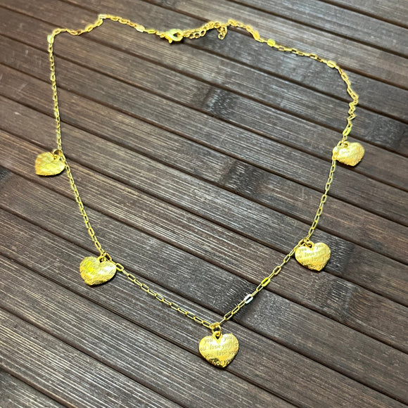 Gold necklace - 5-pendant