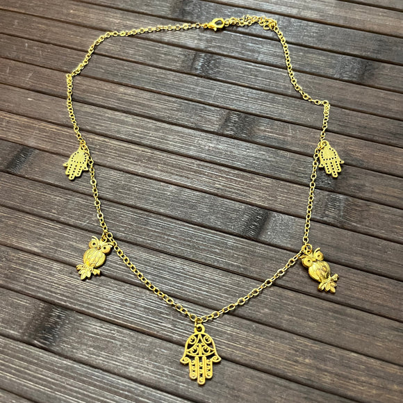 Gold necklace - 5-pendant