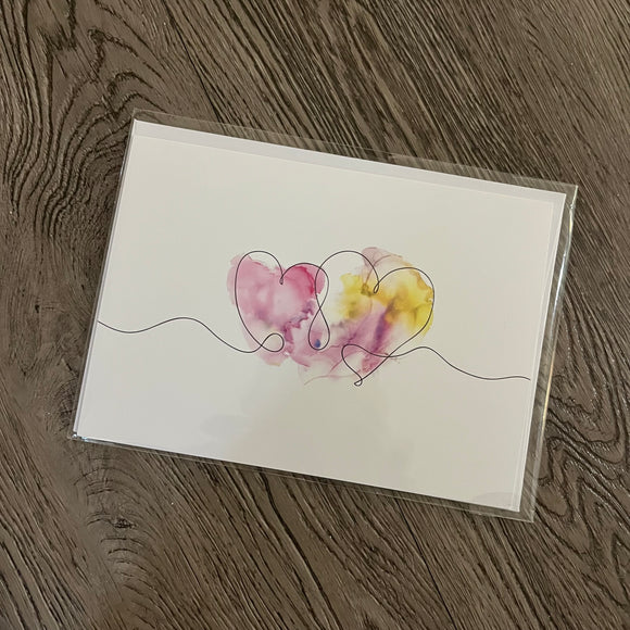 Twin Hearts greeting card