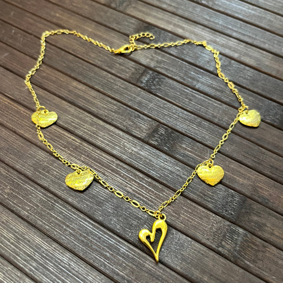 Gold necklace - 5-pendant