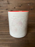 "Mothers hold their hearts..." mug, red/white