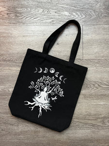 "Root Down to Blossom" tote bag, black