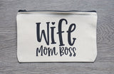 Mama Buzz Zipper Pouch - "Wife mom boss"