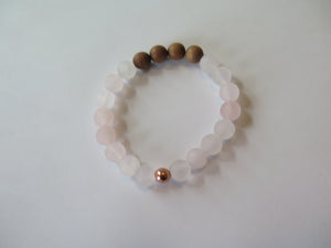 Sandalwood + Rose Quartz wrist mala